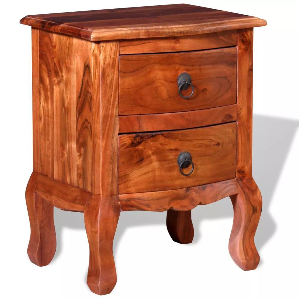 vidaXL Nightstand with Drawers Solid Acacia Wood, 243971. Picture 5