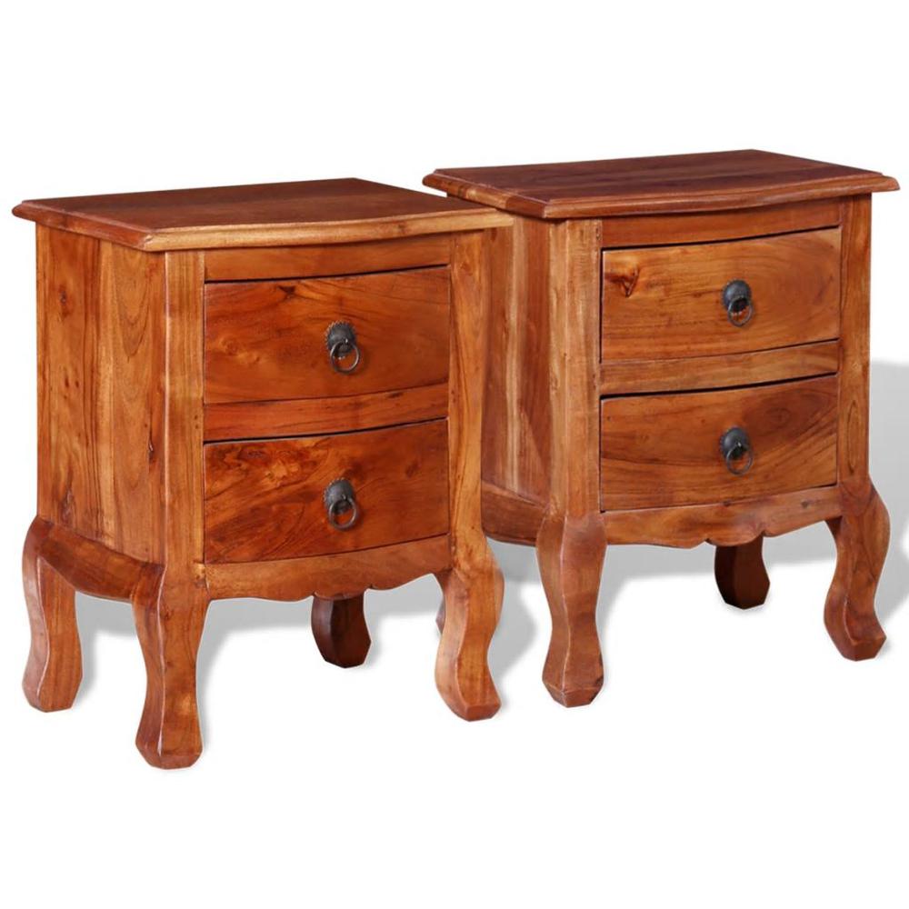 vidaXL Nightstands with Drawers 2 pcs Solid Acacia Wood, 243972. Picture 1