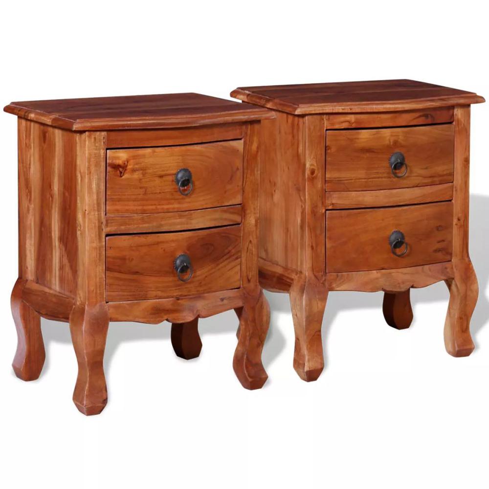 vidaXL Nightstands with Drawers 2 pcs Solid Acacia Wood, 243972. Picture 3