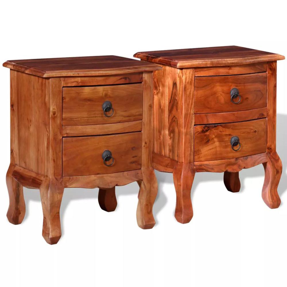 vidaXL Nightstands with Drawers 2 pcs Solid Acacia Wood, 243972. Picture 4