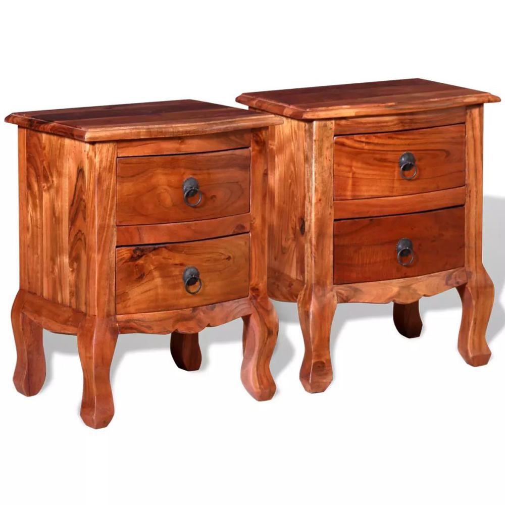 vidaXL Nightstands with Drawers 2 pcs Solid Acacia Wood, 243972. Picture 5