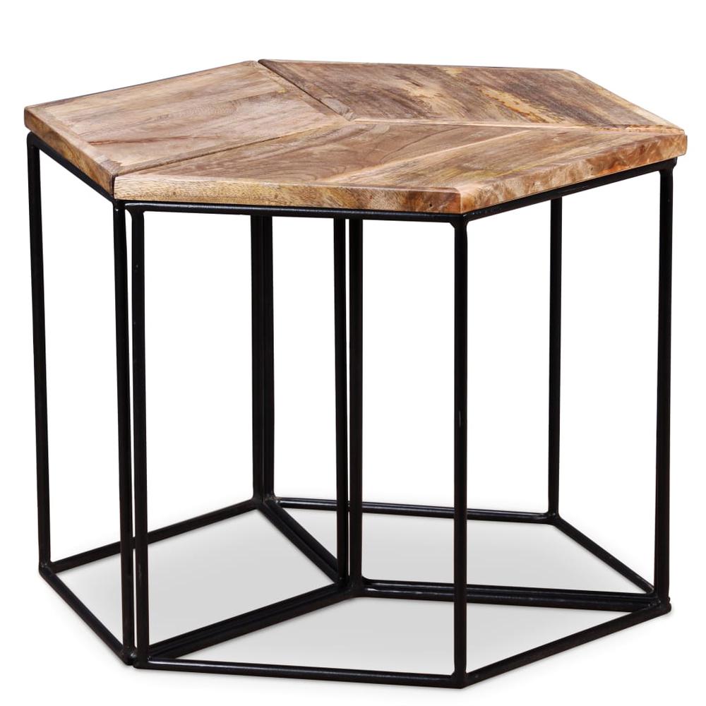 vidaXL Coffee Table Solid Mango Wood 18.9" x18.9"x15.7", 243976. Picture 1