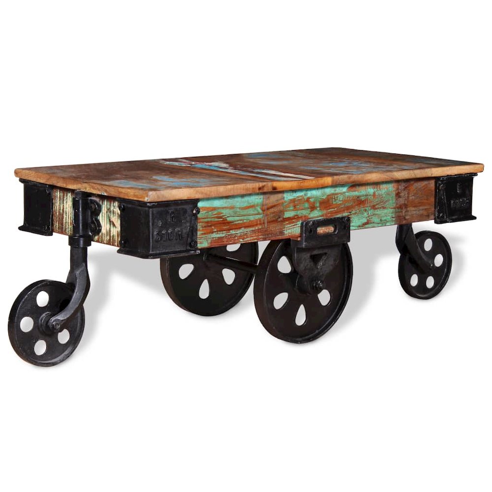 vidaXL Coffee Table Reclaimed Wood 35.4"x17.7"x13.8", 243980. Picture 1