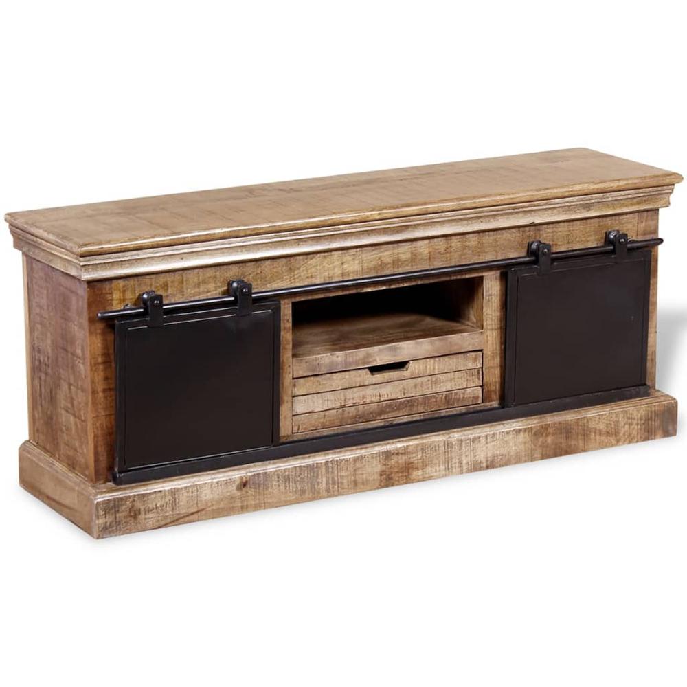 vidaXL TV Cabinet with 2 Sliding Doors Solid Mango Wood 43.3", 244019. Picture 6