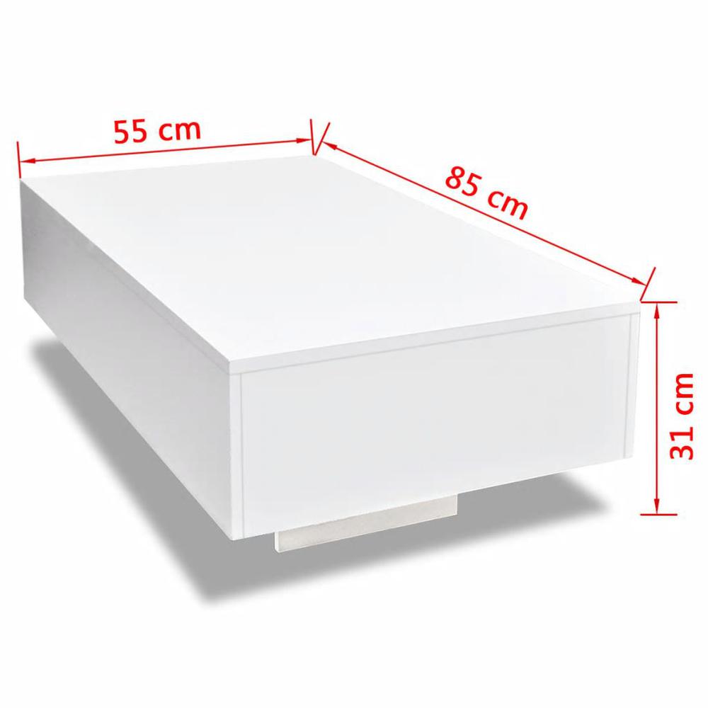 vidaXL Coffee Table High Gloss White, 244022. Picture 5