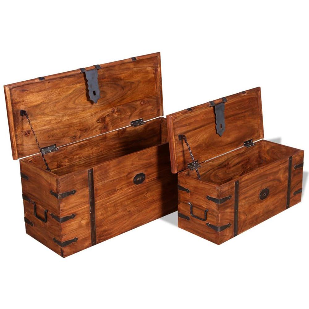 vidaXL Two Piece Storage Chest Set Solid Wood, 244050. Picture 7