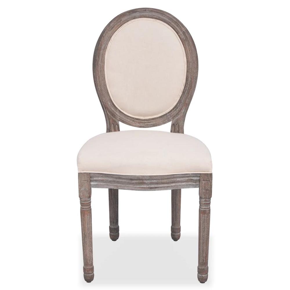 Dining Chairs 2 pcs Cream Fabric. Picture 2