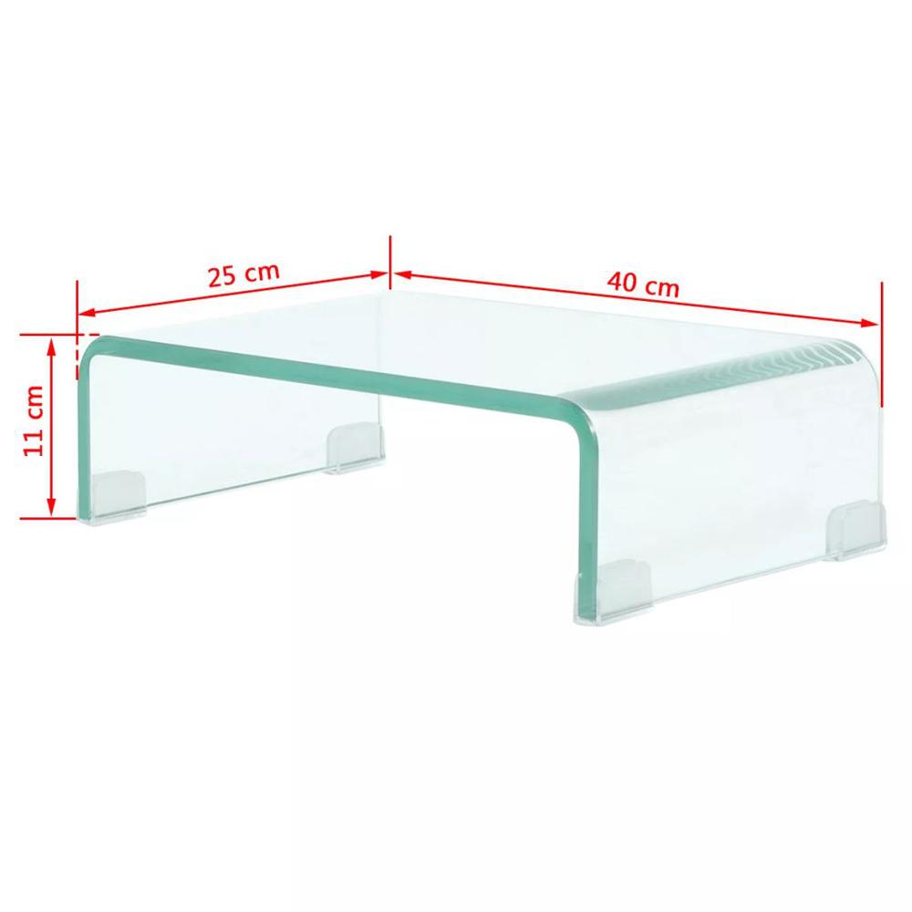 vidaXL TV Stand / Monitor Riser Glass Clear 15.7"x9.8"x4.3", 244126. Picture 6