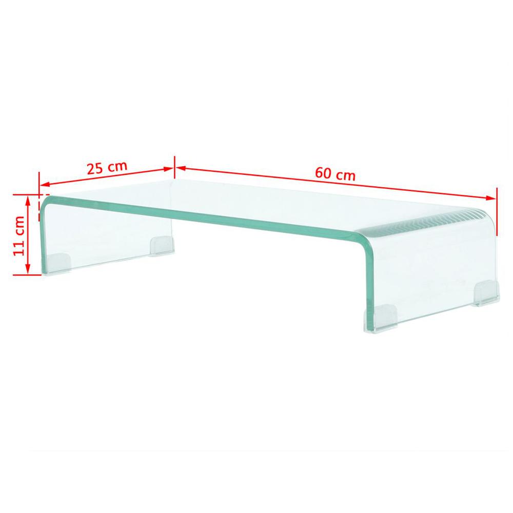 vidaXL TV Stand / Monitor Riser Glass Clear 23.6"x9.8"x4.3", 244127. Picture 6