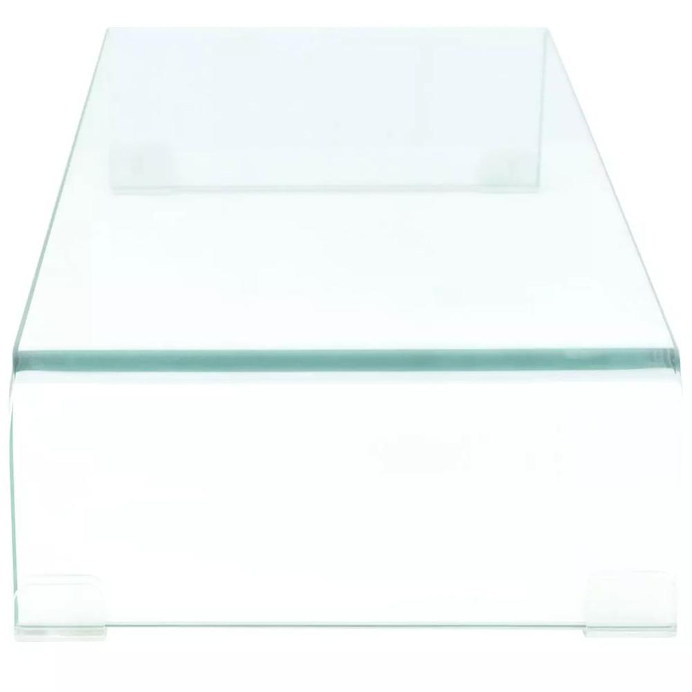 vidaXL TV Stand / Monitor Riser Glass Clear 27.6"x11.8"x5.1", 244128. Picture 3