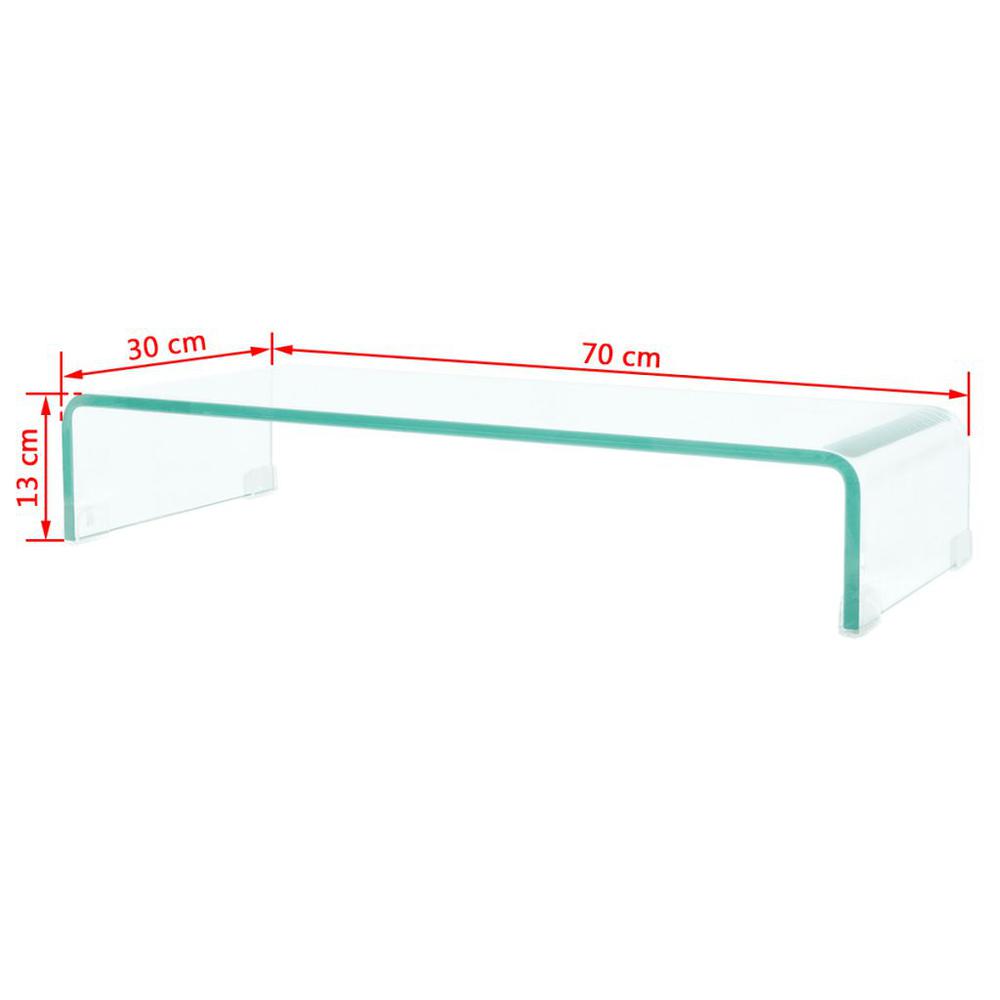 vidaXL TV Stand / Monitor Riser Glass Clear 27.6"x11.8"x5.1", 244128. Picture 6