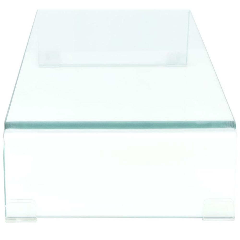 vidaXL TV Stand / Monitor Riser Glass Clear 31.5"x11.8"x5.1", 244129. Picture 3