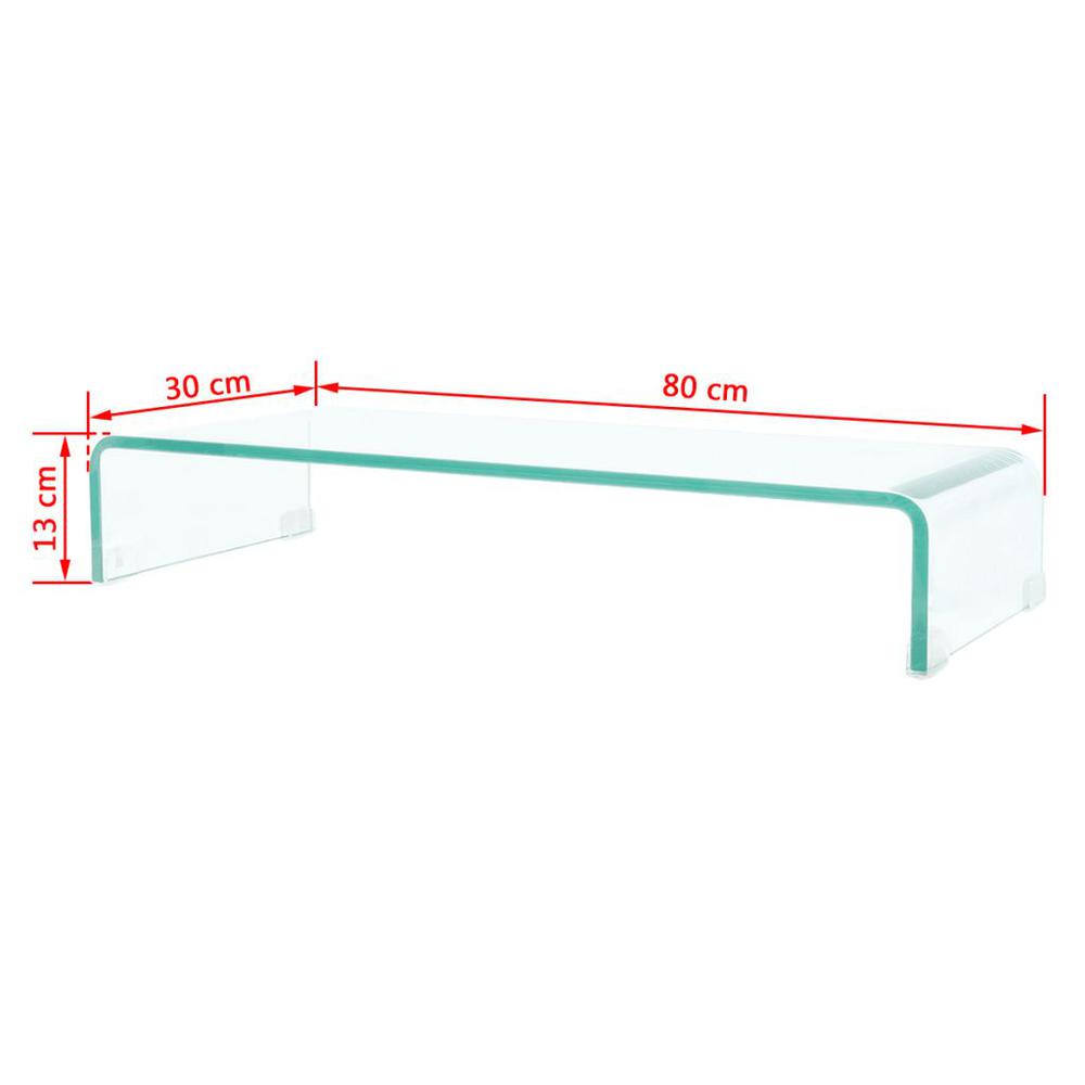 vidaXL TV Stand / Monitor Riser Glass Clear 31.5"x11.8"x5.1", 244129. Picture 6