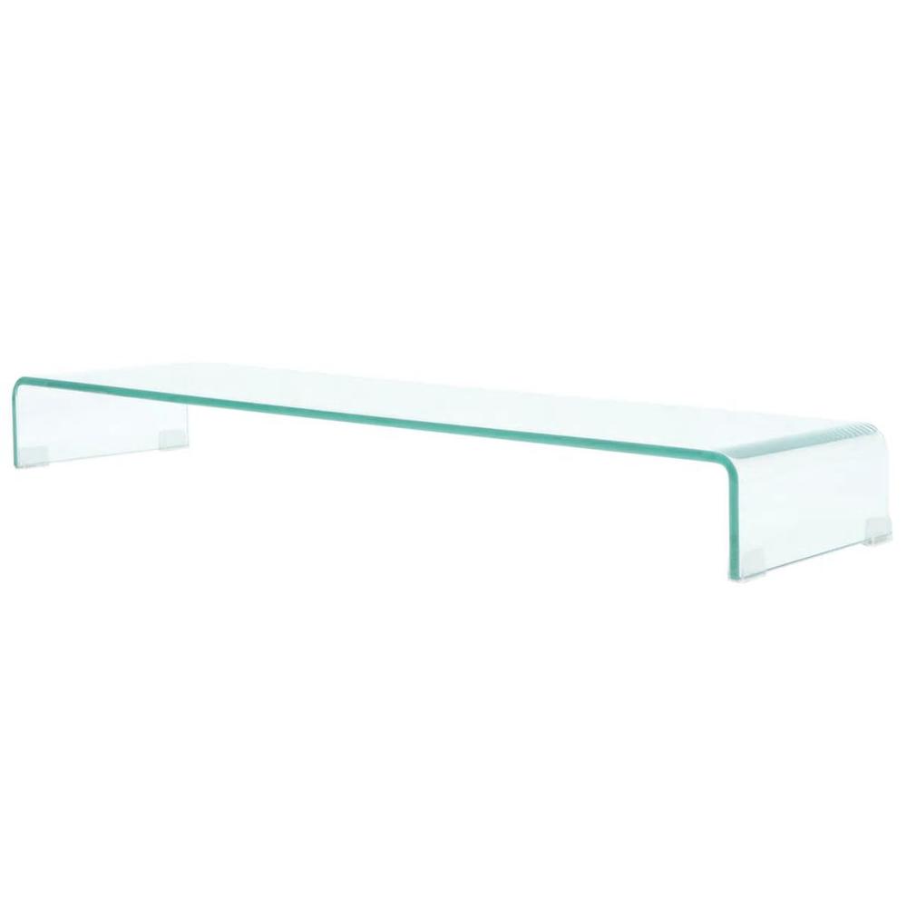 vidaXL TV Stand / Monitor Riser Glass Clear 43.3"x11.8"x5.1", 244132. Picture 1