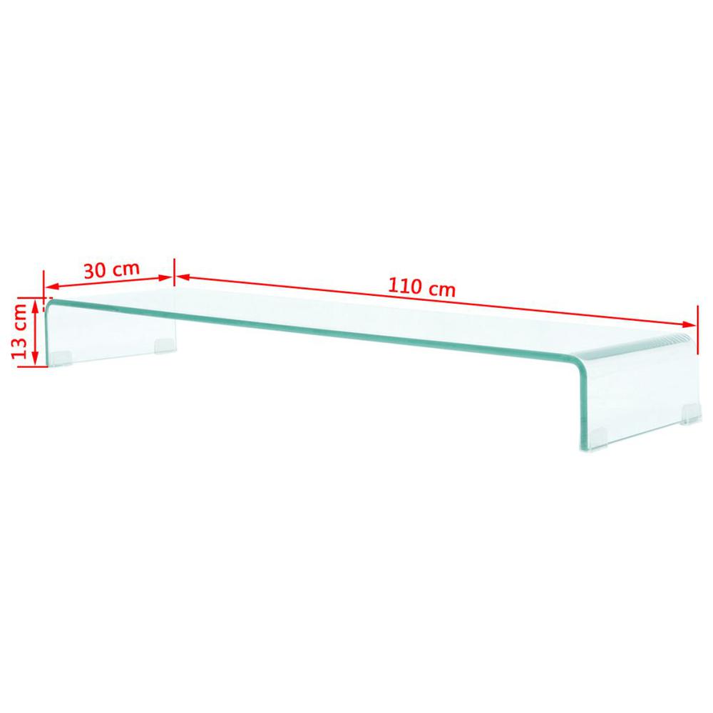 vidaXL TV Stand / Monitor Riser Glass Clear 43.3"x11.8"x5.1", 244132. Picture 6