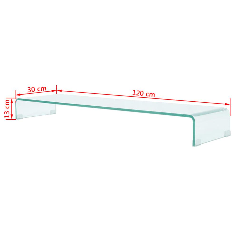 vidaXL TV Stand / Monitor Riser Glass Clear 47.2"x11.8"x5.1", 244133. Picture 6