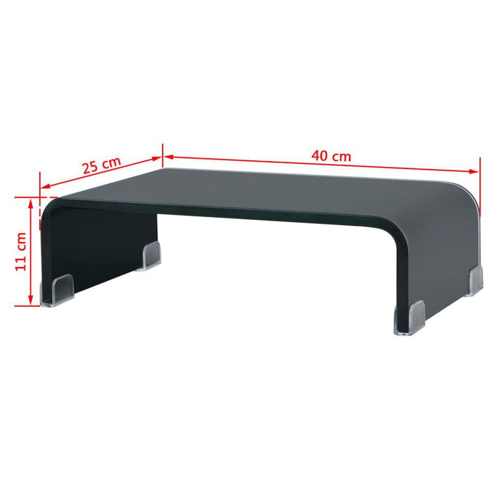 vidaXL TV Stand / Monitor Riser Glass Black 15.7"x9.8"x4.3", 244134. Picture 6