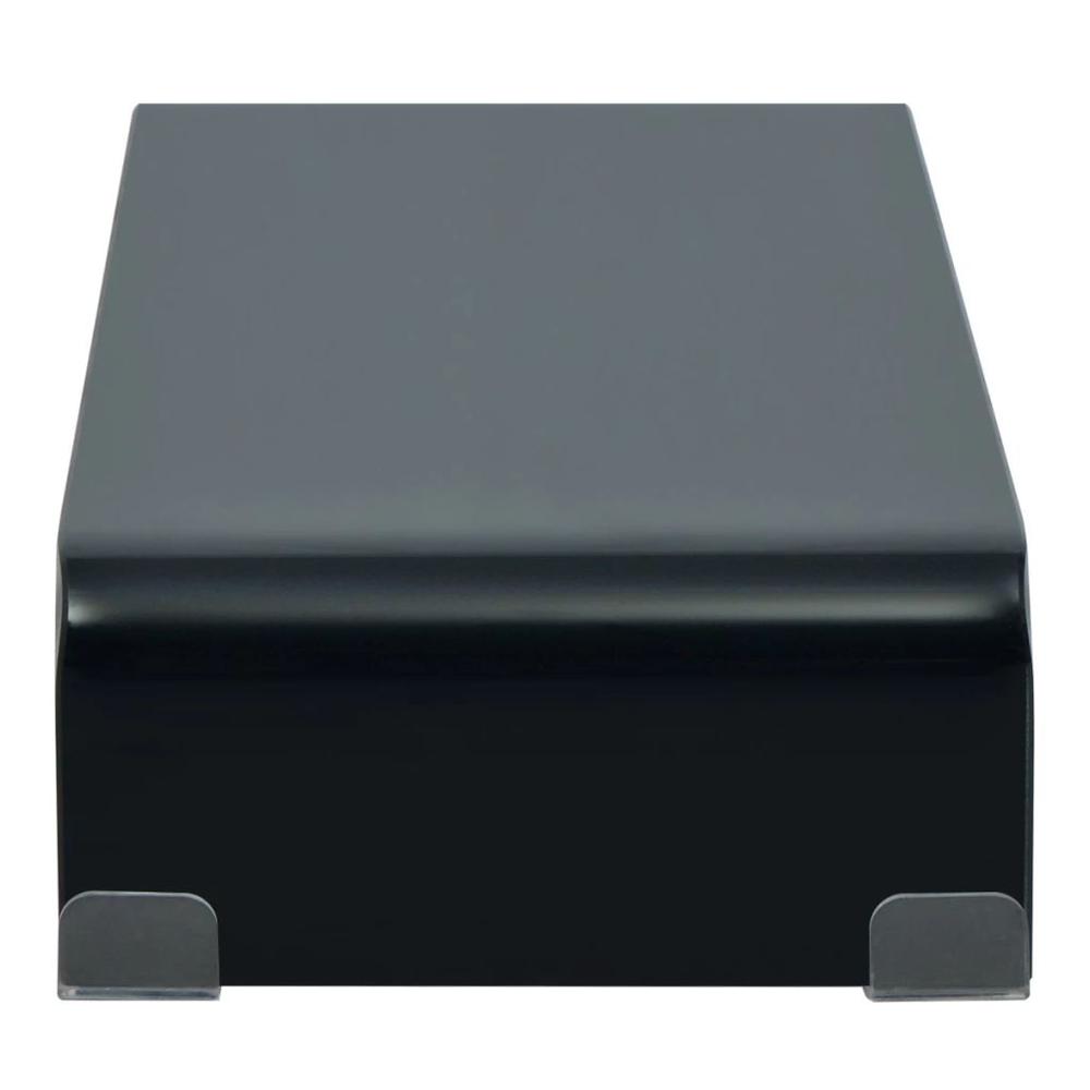 vidaXL TV Stand / Monitor Riser Glass Black 23.6"x9.8"x4.3", 244135. Picture 3