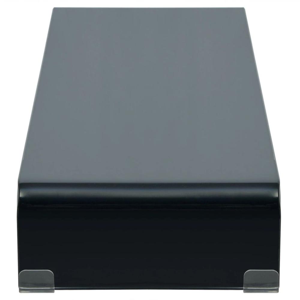 vidaXL TV Stand / Monitor Riser Glass Black 43.3"x11.8"x5.1", 244140. Picture 3