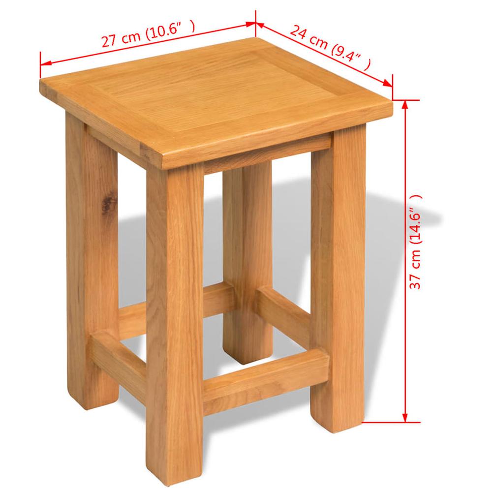 vidaXL End Table Solid Oak Wood 10.6"x9.4"x14.6", 244207. Picture 5