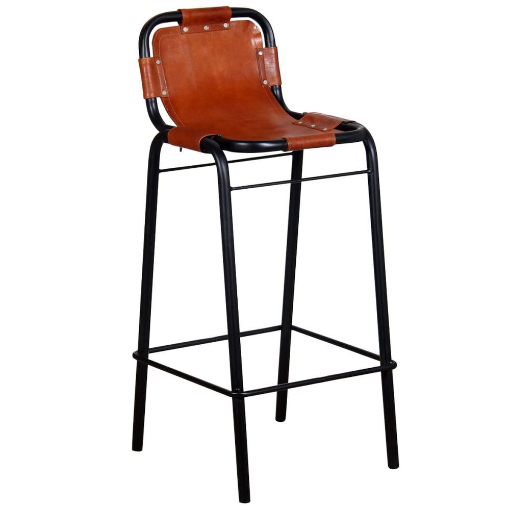 vidaXL Bar Stools 2 pcs Real Leather, 244248. Picture 2