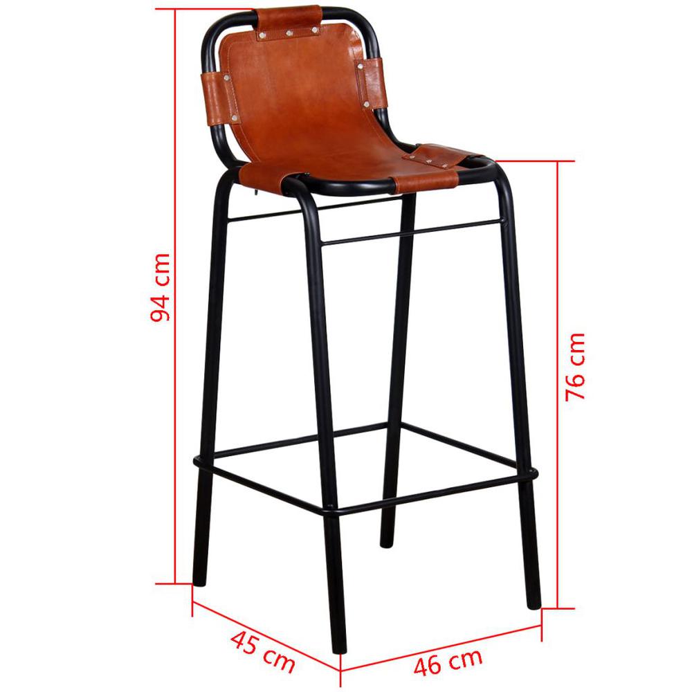 vidaXL Bar Stools 2 pcs Real Leather, 244248. Picture 5