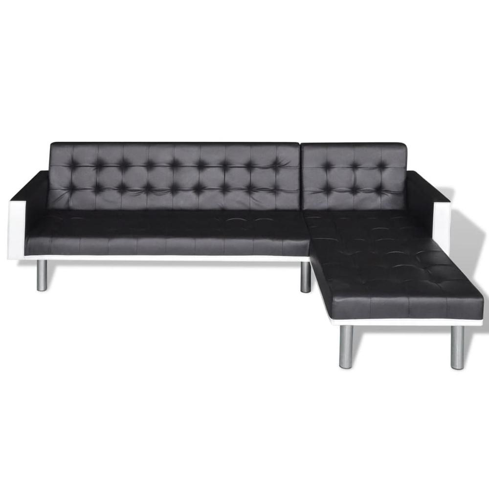 vidaXL L-shaped Sofa Bed Artificial Leather Black and White, 244332. Picture 5