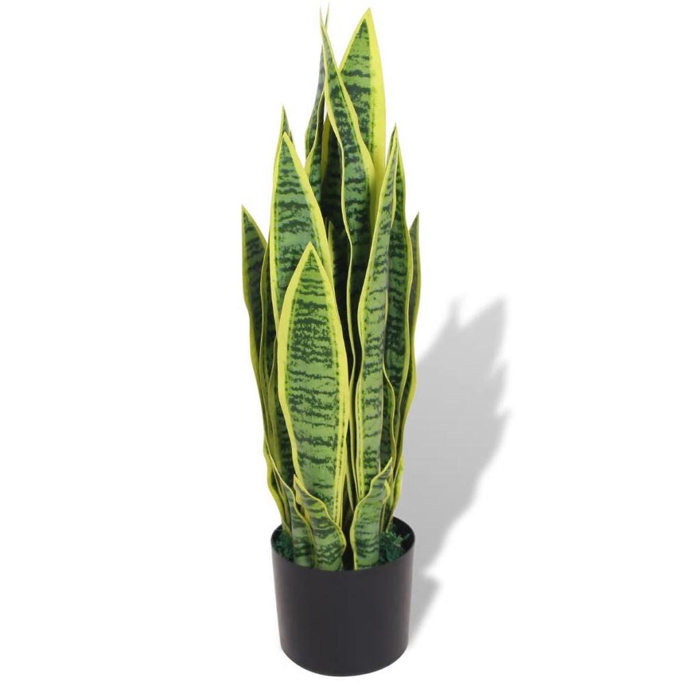vidaXL Artificial Sansevieria Plant with Pot 25.6" Green, 244428. Picture 1