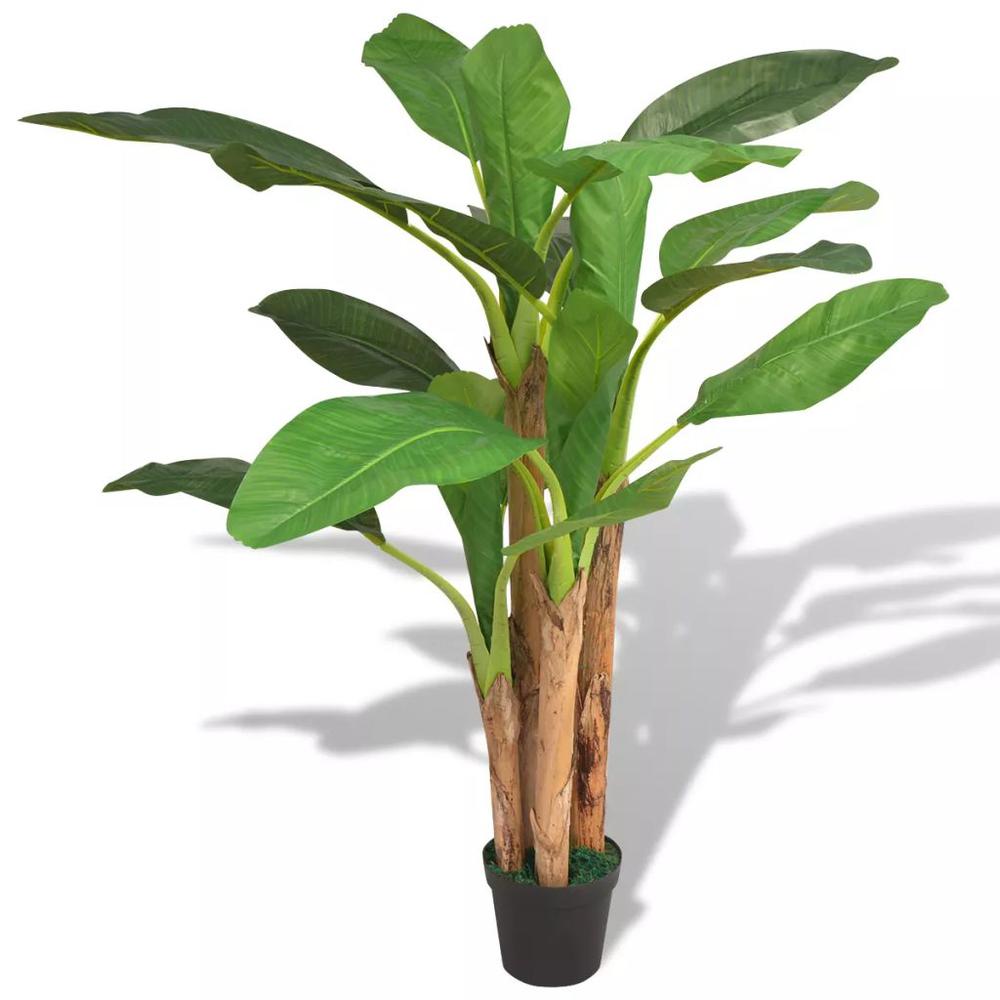 vidaXL Artificial Banana Tree Plant with Pot 68.9" Green, 244455. Picture 1