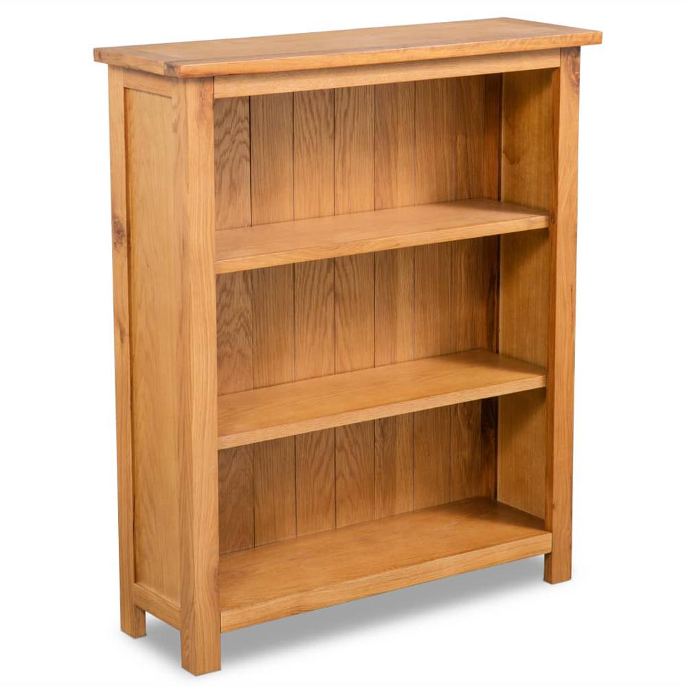 vidaXL 3-Tier Bookcase 27.6"x8.9"x32.3" Solid Oak Wood, 244468. Picture 1