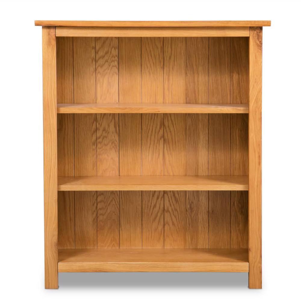 vidaXL 3-Tier Bookcase 27.6"x8.9"x32.3" Solid Oak Wood, 244468. Picture 2