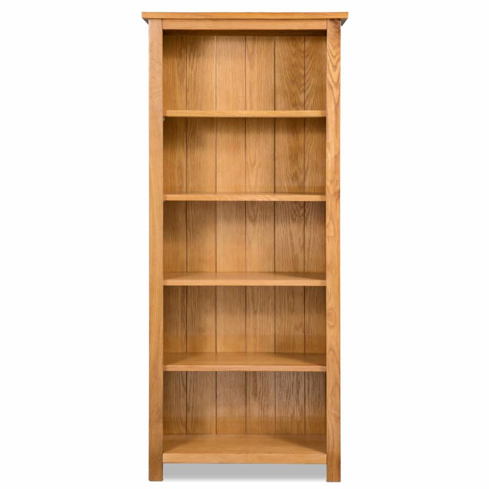 vidaXL 5-Tier Bookcase 23.6"x8.9"x55.1" Solid Oak Wood, 244469. Picture 3