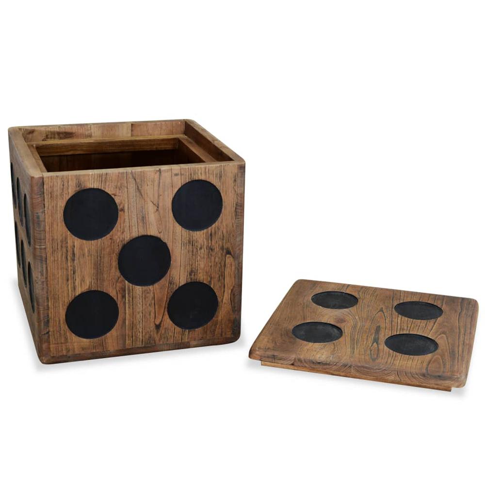 vidaXL Storage Box Mindi Wood 15.7"x15.7"x15.7" Dice Design, 244559. Picture 3