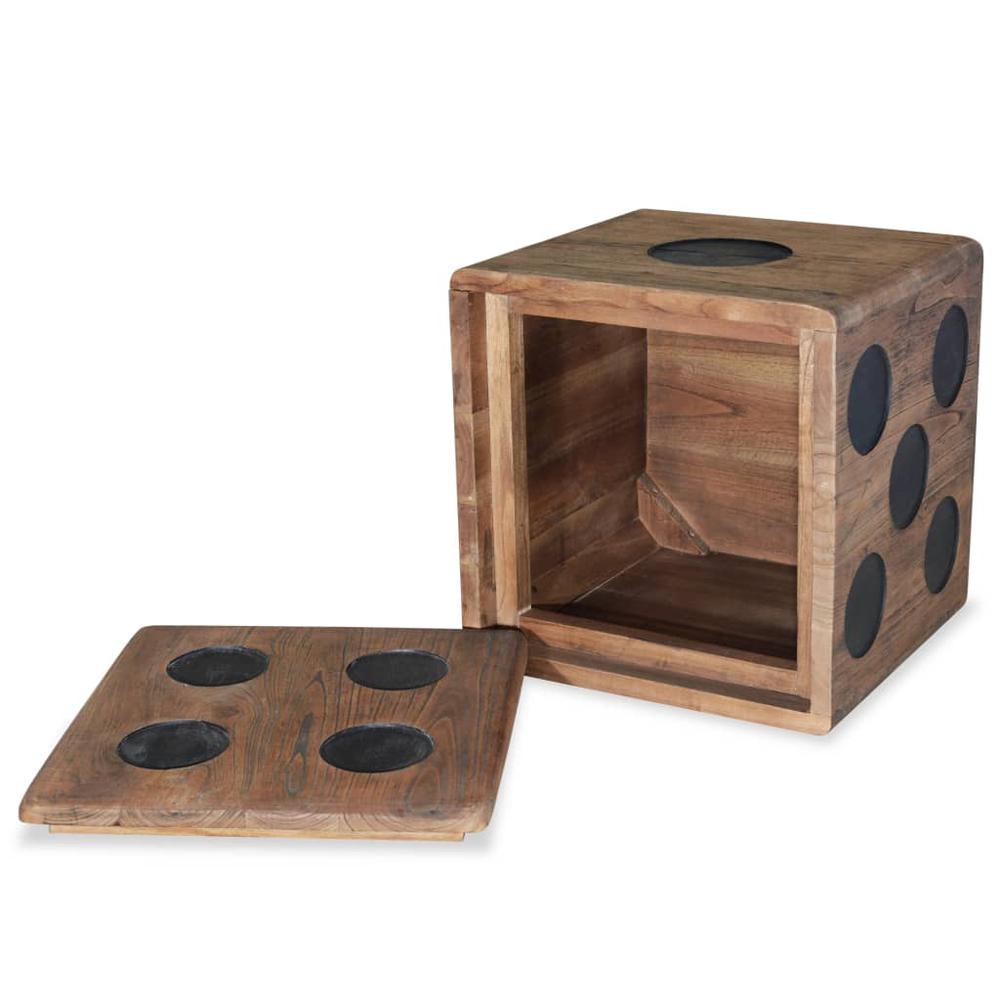 vidaXL Storage Box Mindi Wood 15.7"x15.7"x15.7" Dice Design, 244559. Picture 4