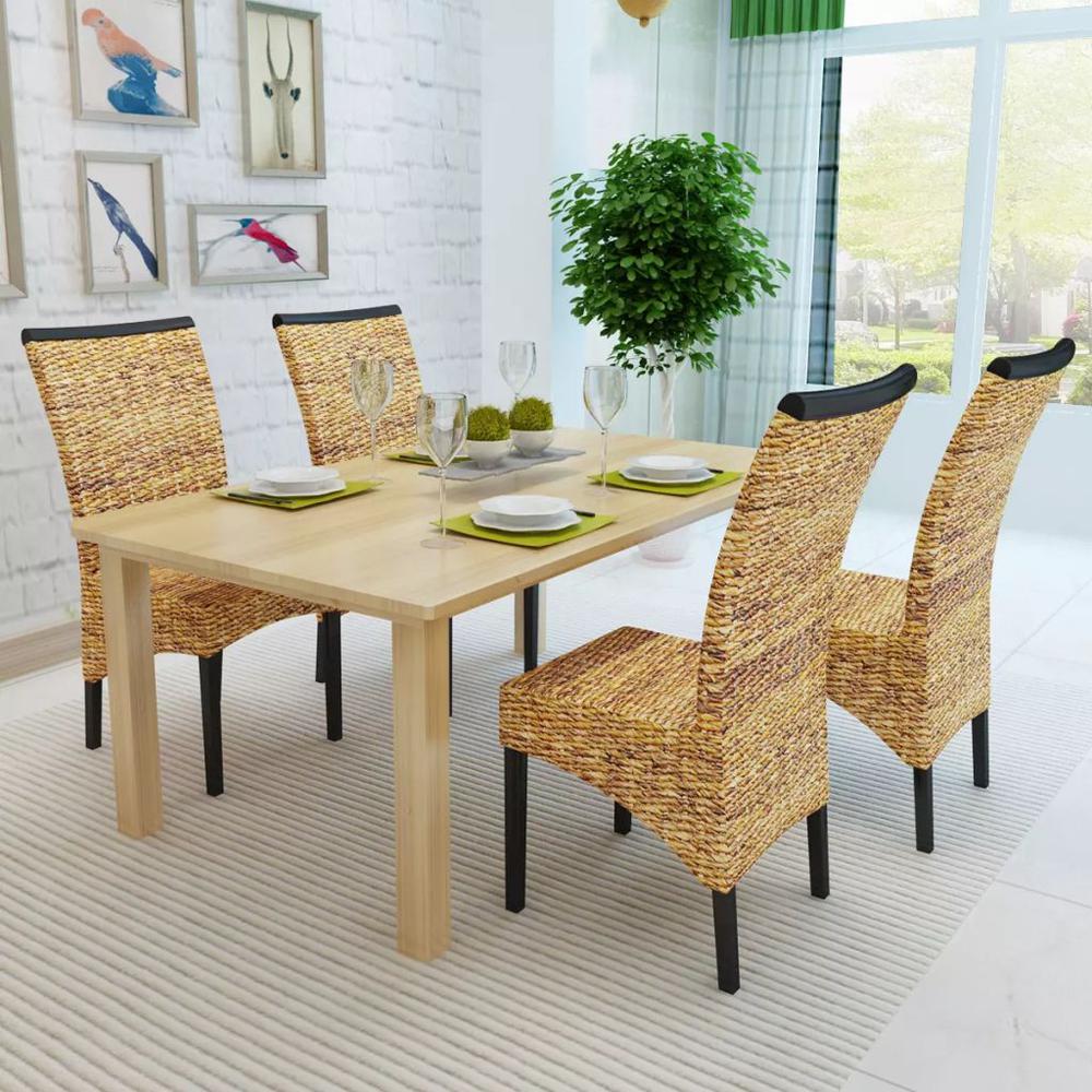 vidaXL Dining Chairs 4 pcs Abaca and Solid Mango Wood, 274198. Picture 3