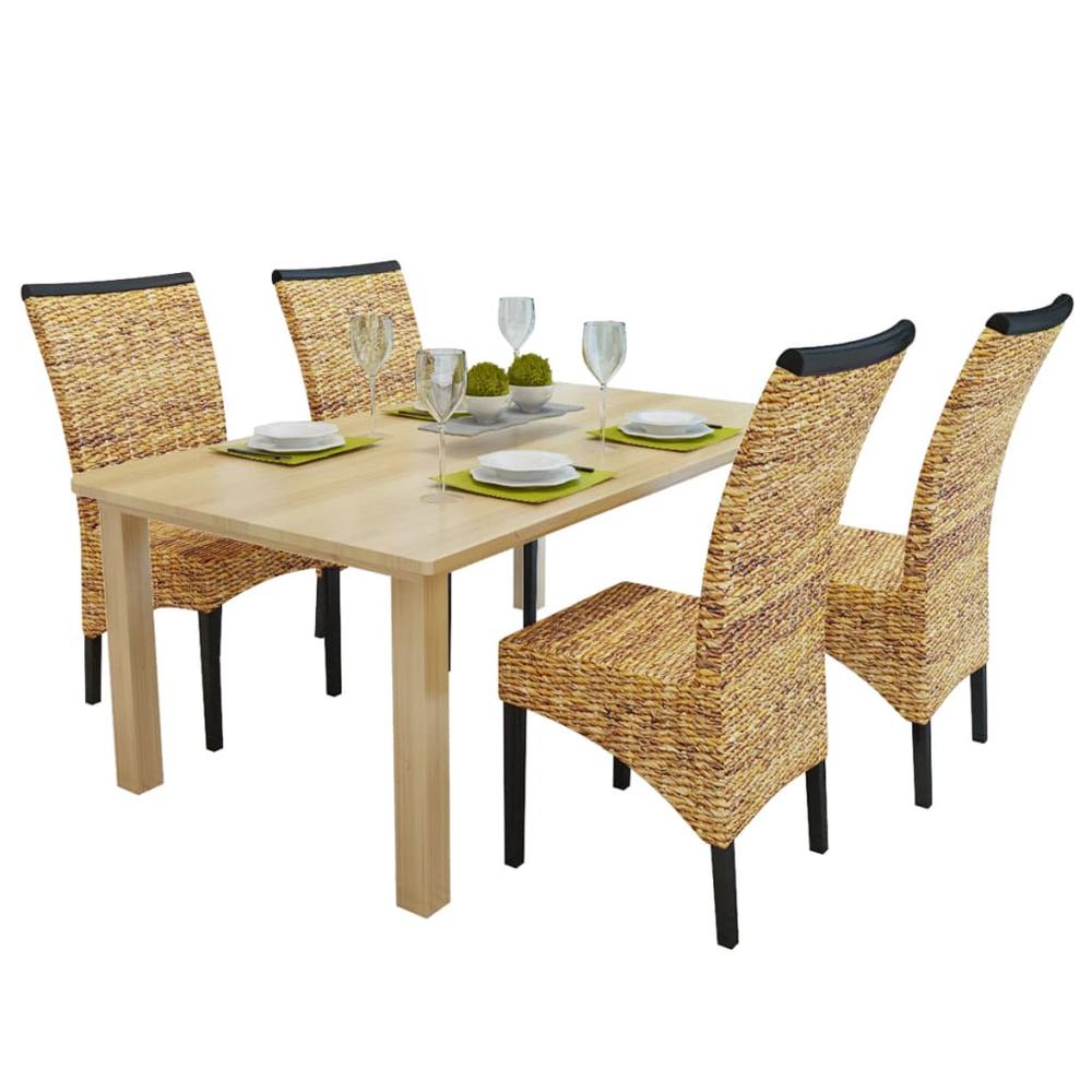 vidaXL Dining Chairs 4 pcs Abaca and Solid Mango Wood, 274198. Picture 1