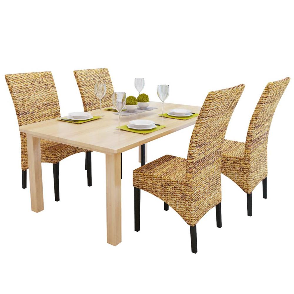 vidaXL Dining Chairs 4 pcs Abaca and Solid Mango Wood, 274200. Picture 1
