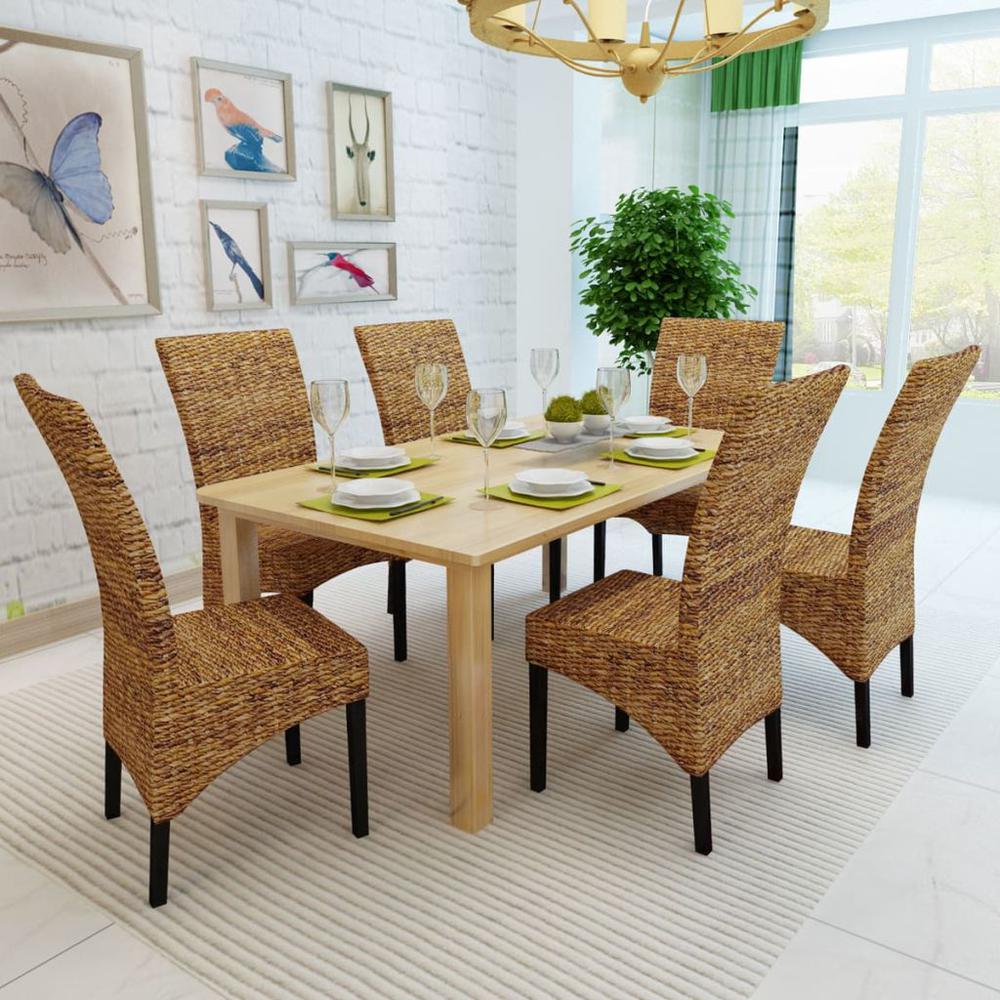 vidaXL Dining Chairs 6 pcs Abaca and Solid Mango Wood, 274201. Picture 3