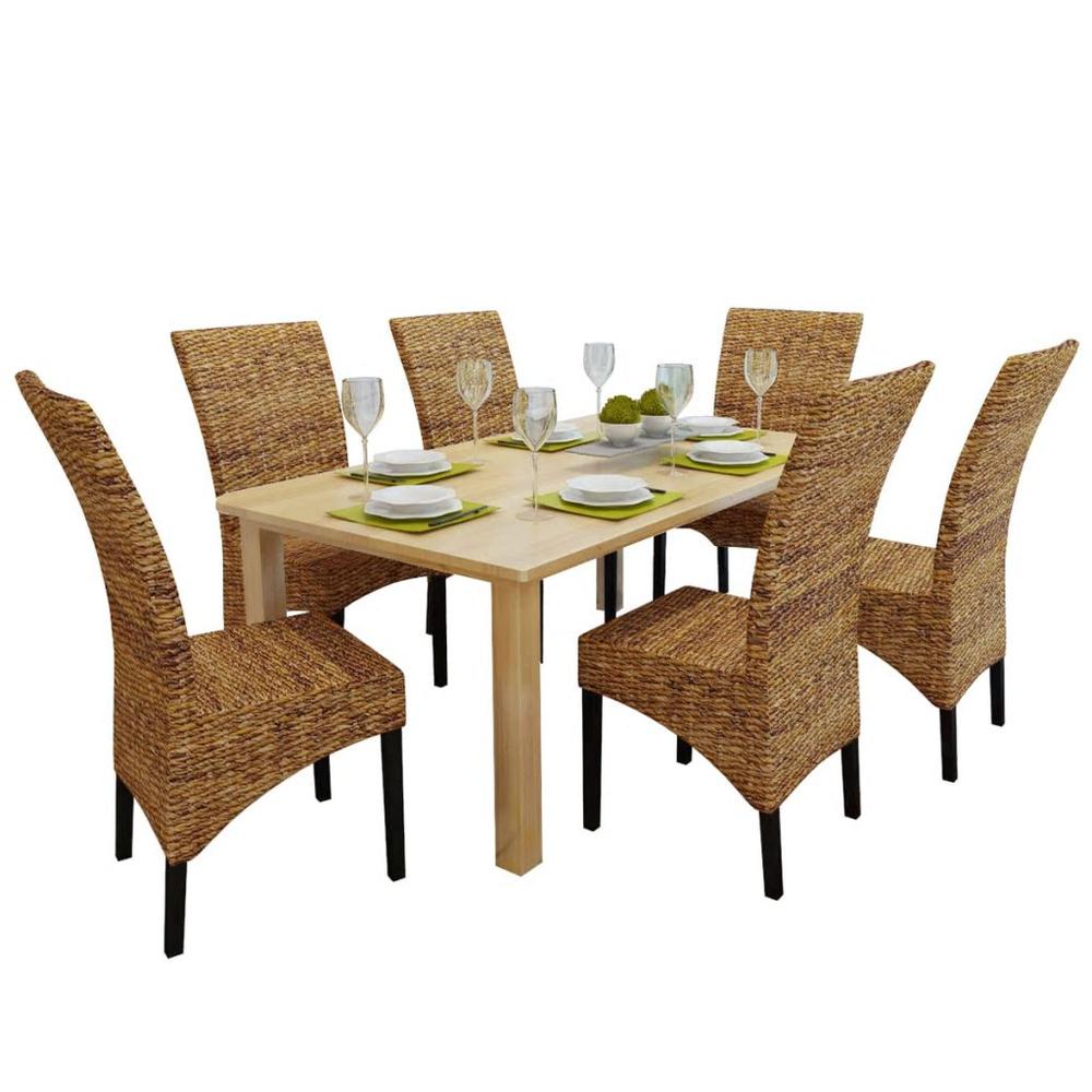 vidaXL Dining Chairs 6 pcs Abaca and Solid Mango Wood, 274201. Picture 1