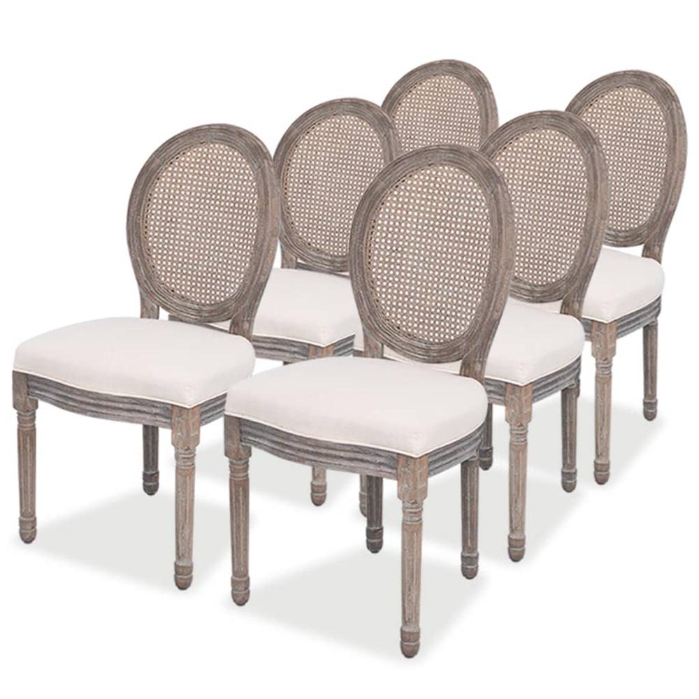 Dining Chairs 6 pcs Cream Fabric. Picture 7