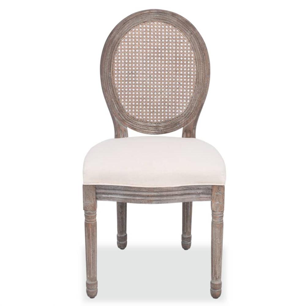 Dining Chairs 6 pcs Cream Fabric. Picture 2
