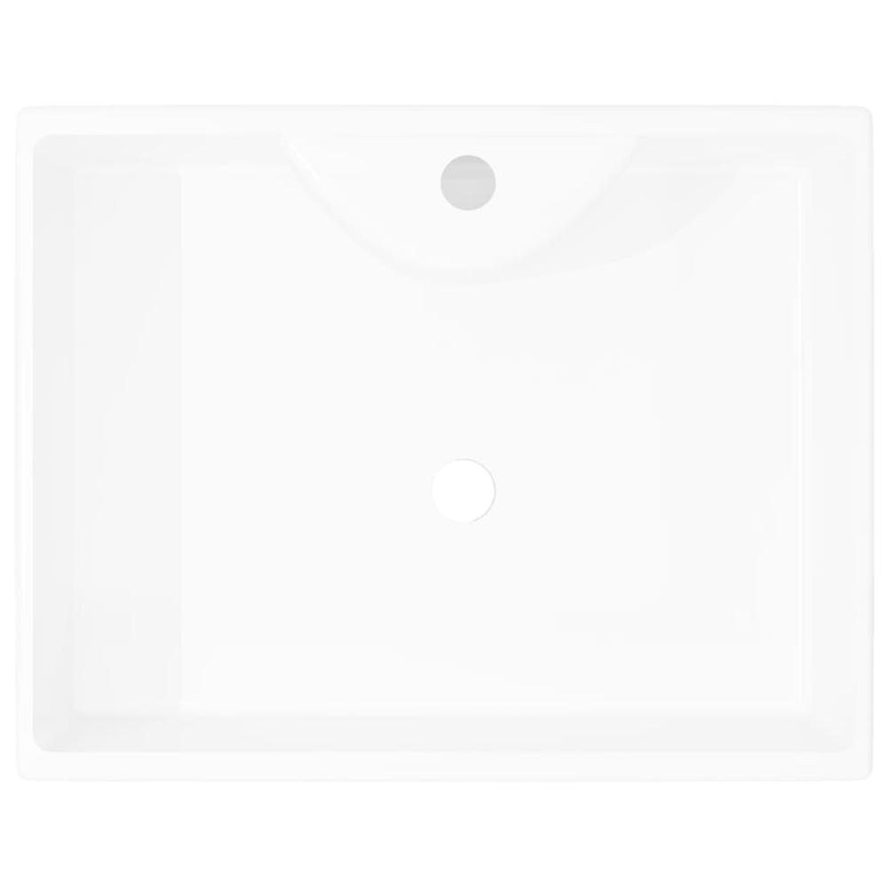 vidaXL Ceramic Bathroom Sink Basin with Faucet Hole White Square, 142642. Picture 3
