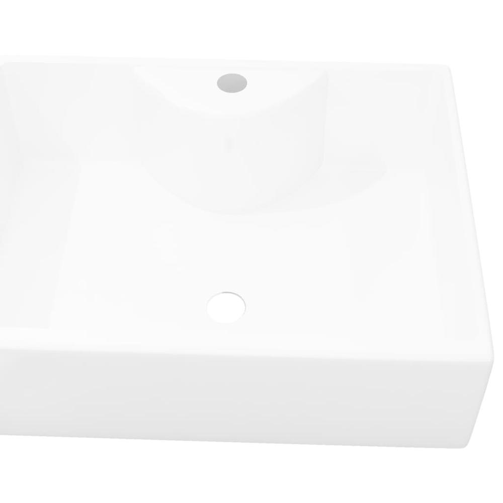 vidaXL Ceramic Bathroom Sink Basin with Faucet Hole White Square, 142642. Picture 5