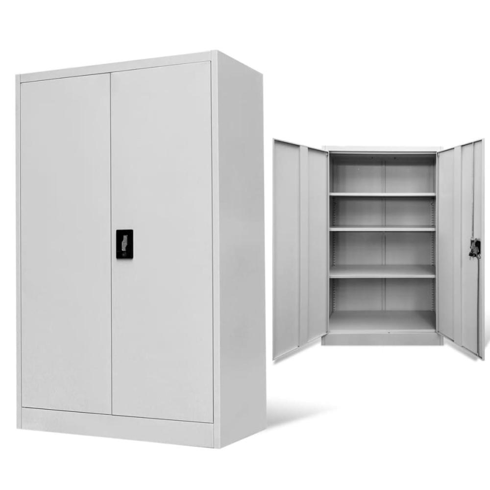 vidaXL Office Cabinet 35.4"x15.7"x55.1" Steel Gray, 244649. Picture 1
