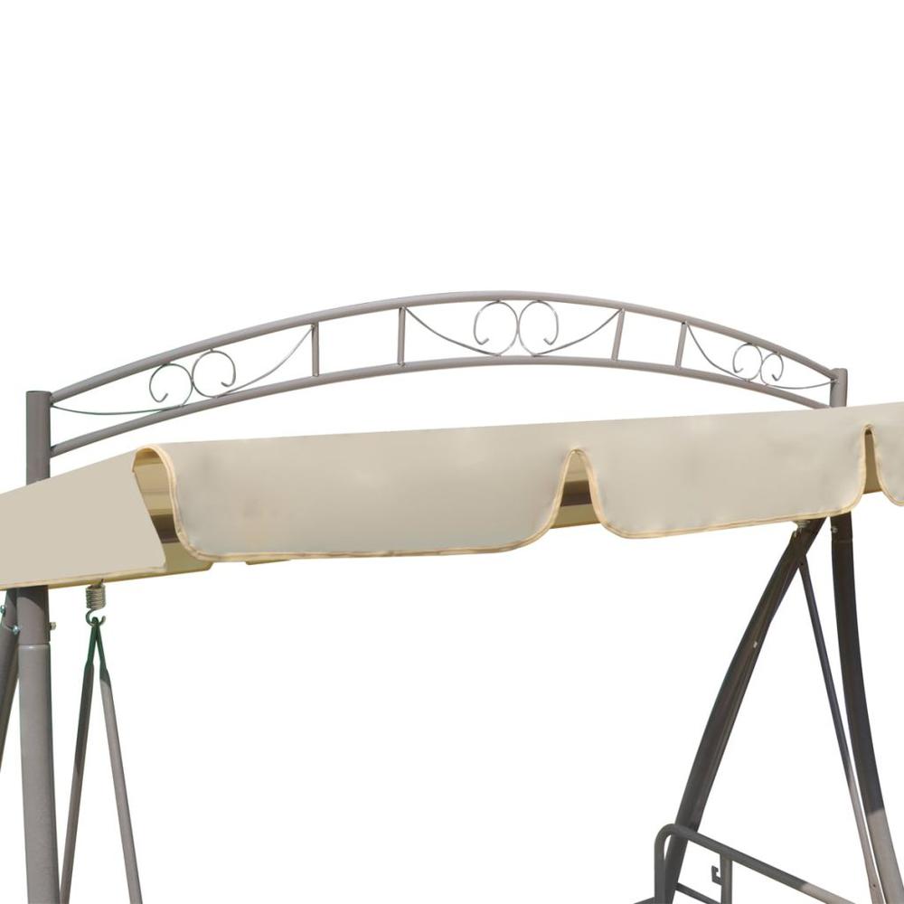 vidaXL Outdoor Convertible Swing Bench with Canopy Sand White, 43241. Picture 5