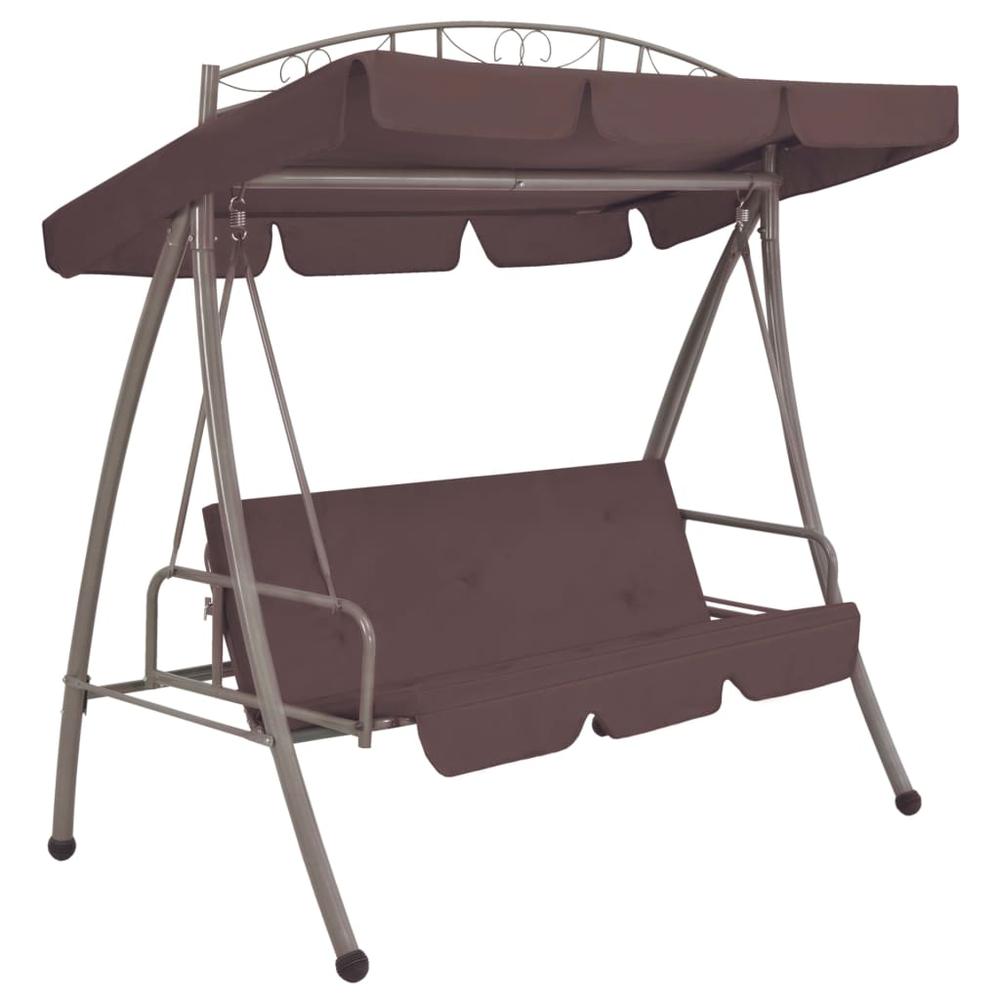 vidaXL Outdoor Convertible Swing Bench with Canopy Coffee, 43242. Picture 1