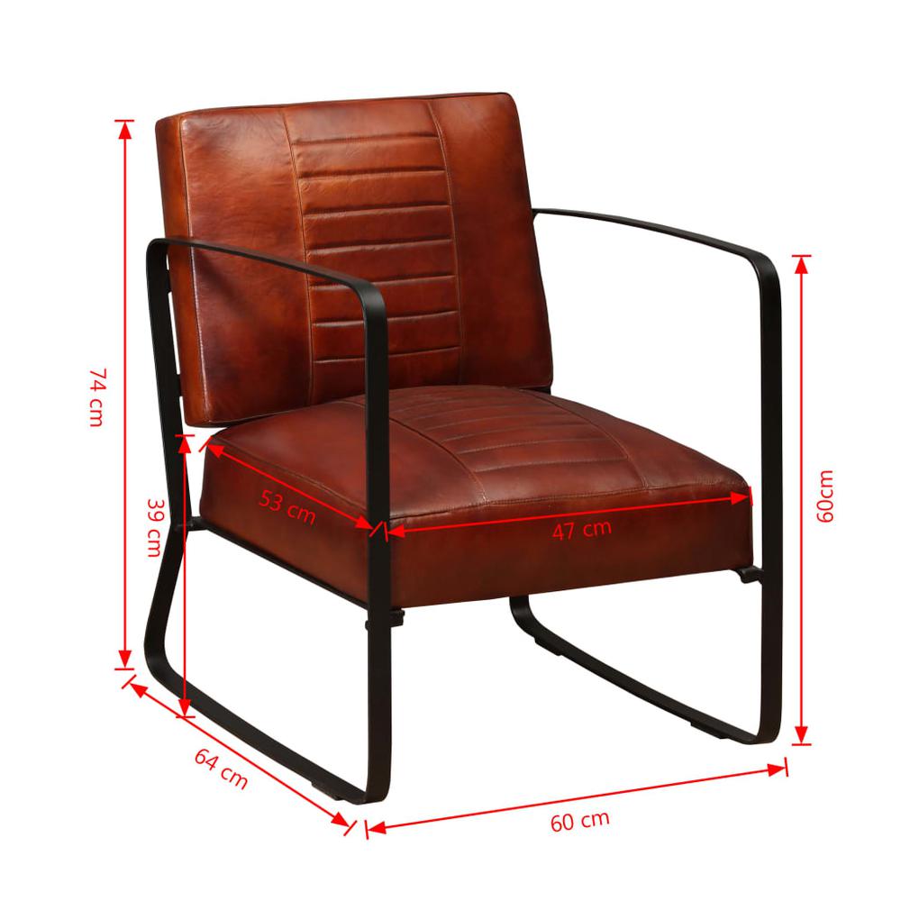 Lounge Chair Brown Genuine Leather. Picture 6