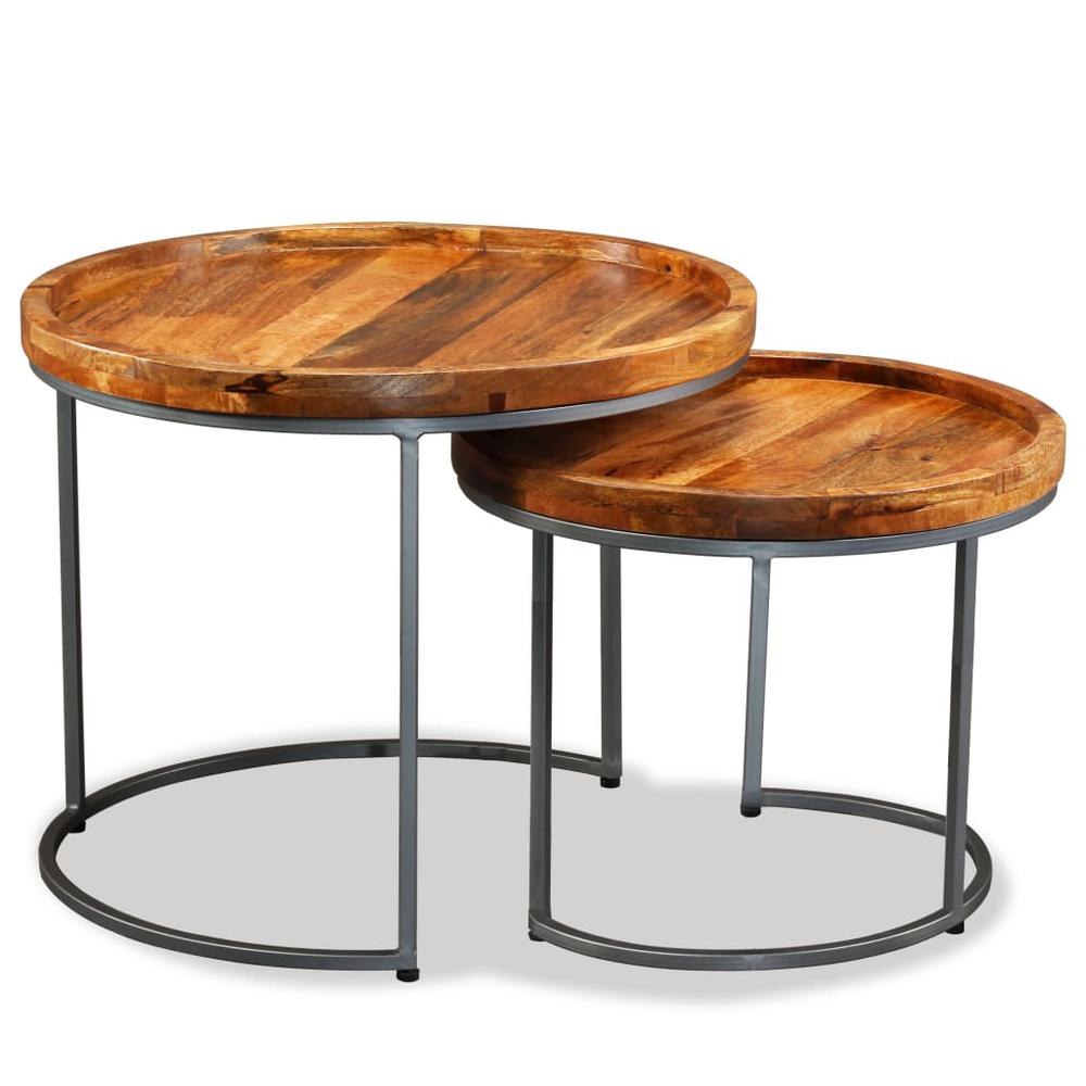 vidaXL Side Table Set 2 Pieces Solid Mango Wood, 244585. Picture 1
