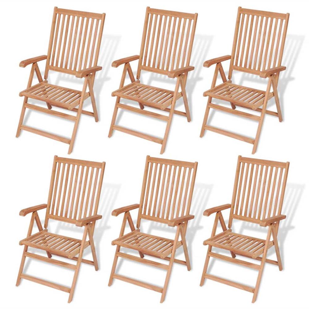 7 Piece Patio Dining Set with Folding Chairs Solid Teak Wood. Picture 6