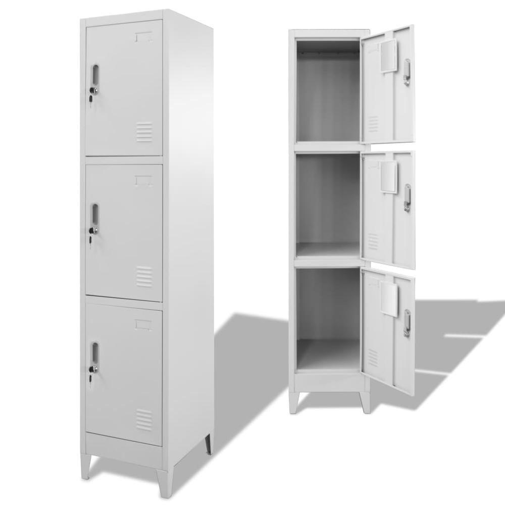 vidaXL Locker Cabinet with 3 Compartments 15"x17.7"x70.9", 244474. Picture 1